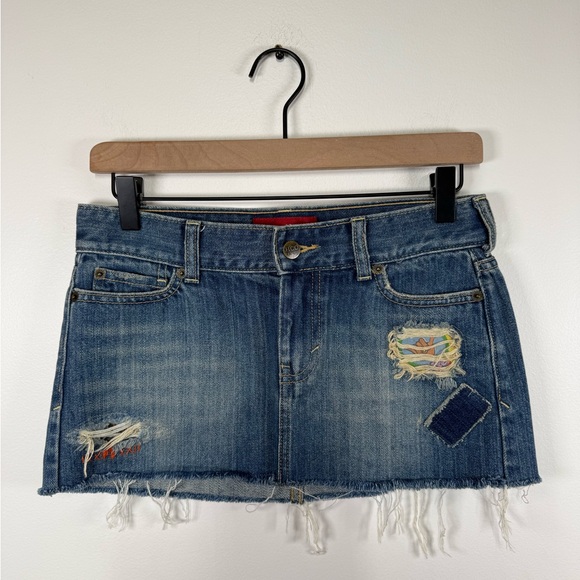 Vintage Y2K Hollister Low-Rise Micro Mini Skirt | Surfer Wave & Mushroom Patch - Picture 2 of 7